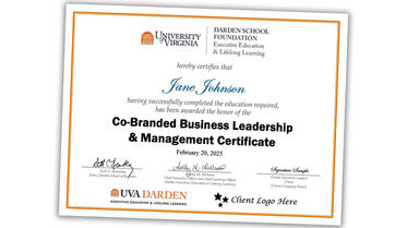 Customized co-branded certificate sample