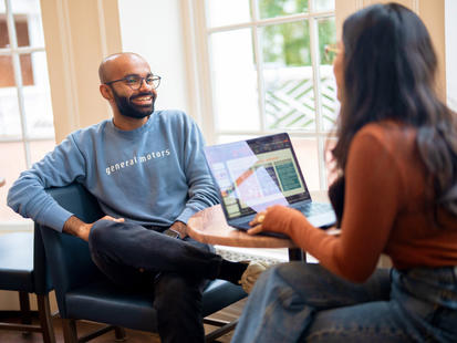 Two people having casual conversation.