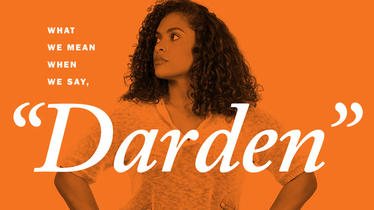 Student profile against orange
