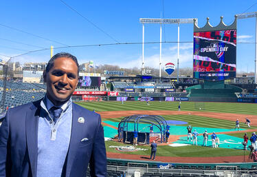 Jason Sinnarajh at the baseball field for Royals