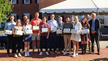 Dean Scott Beardsley pictured with the recipients of the William Michael Shermet Award.